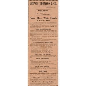 Brown, Thomson & Co Shopping Center Hartford 1901 Newspaper Ad AD8-H1